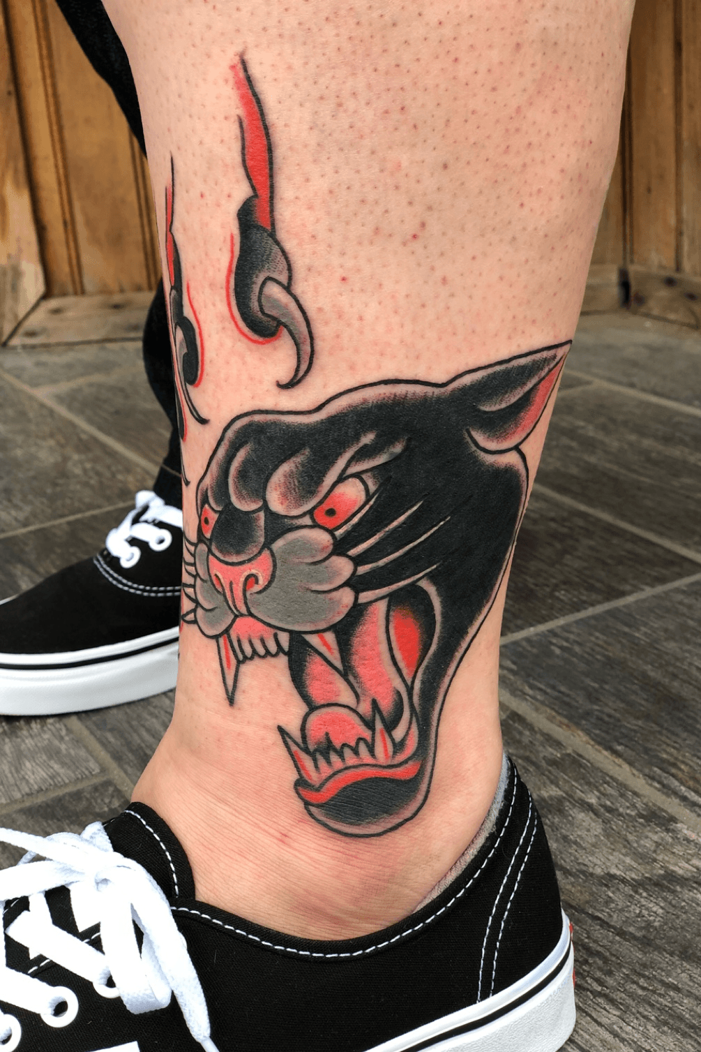 Tattoo uploaded by Cassie Lynn O'Neal • Panther cover up #panthertattoo # panther #AmericanTraditional #traditionaltattoo #coveruptattoo #coverup • Tattoodo
