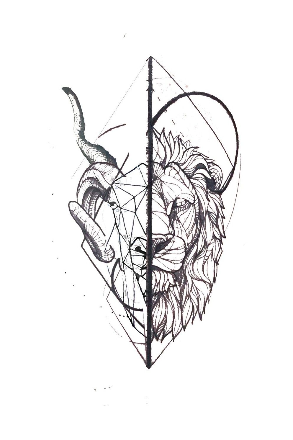Tattoo uploaded by Xx-Legends-xX • A Geometric Ram, Capricorn and lion.  #lion #liontattoo #ram #ramtattoo #Capricorn #capricorntattoo #zodiac  #zodiactattoo #geometric #geometrictattoo • Tattoodo