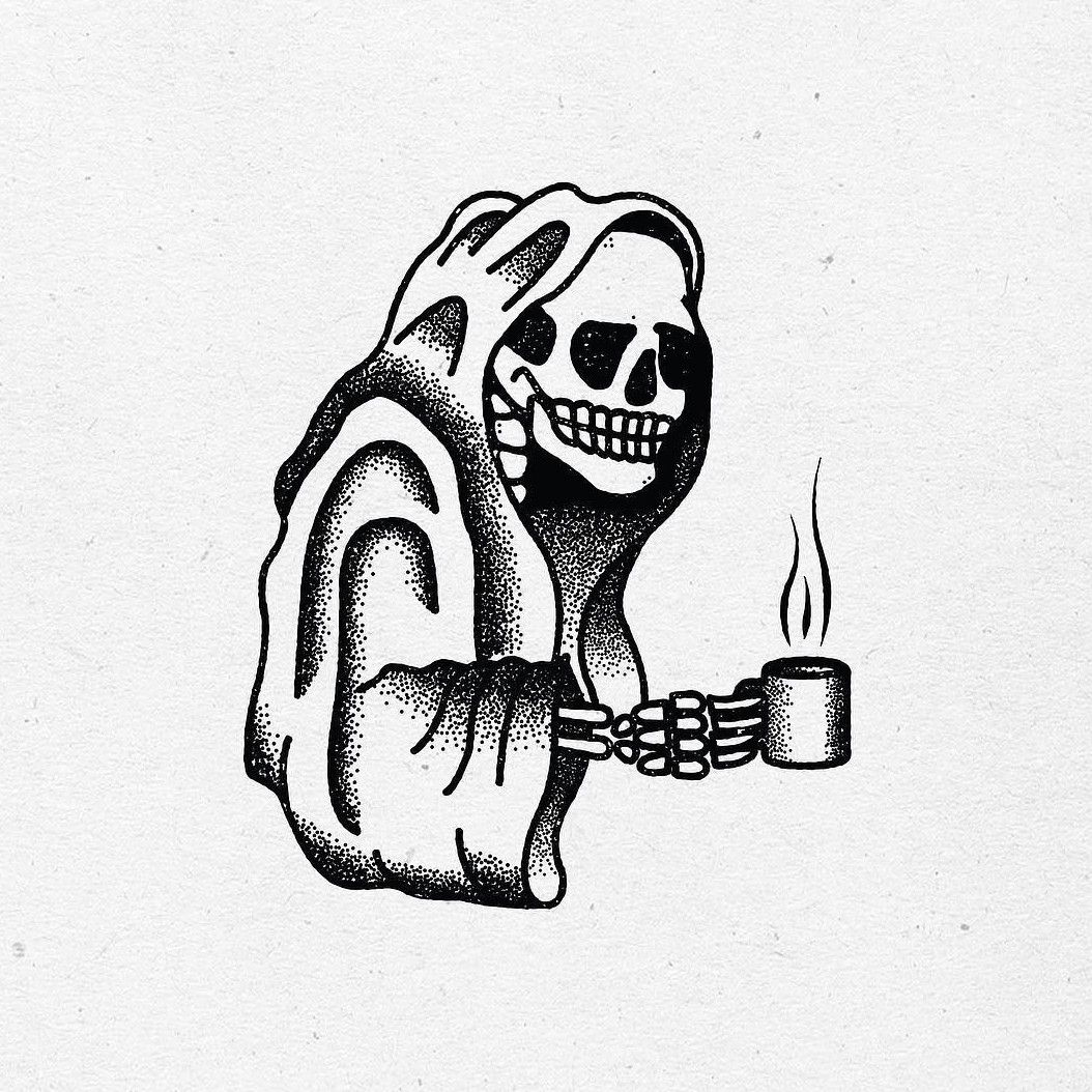 Mens Tattoo Ideas With Skeleton Drinking Coffee Arm Design  Tattoo cafe Coffee  tattoos Tattoo designs men