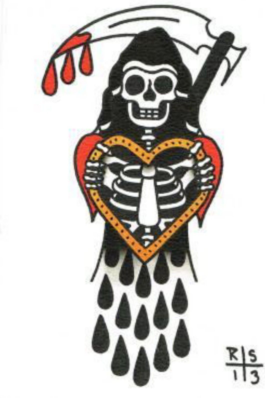 Traditional Grim Reaper Tattoo Flash  Traditionele tatoeage Flash tattoo  Traditionele tatoeage flash