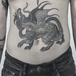 Tattoo by Vanpira #vanpira #vanpriegonova #dragontattoos #blackandgrey #dragon #mythicalcreature #beast #monster #animal #waves #Japanese #illustrative #medieval #etching #linework