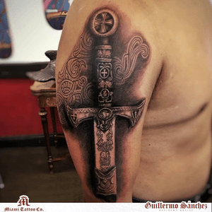 Dagger Tattoo by Guillermo Sanchez. Text 305-393-1950 