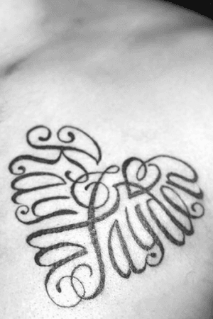 Kayla x Jayden lettering tattoo by Damm Nice