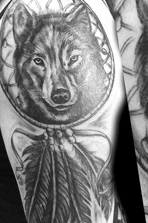 Wolf Tattoo cover up by Damm Nice