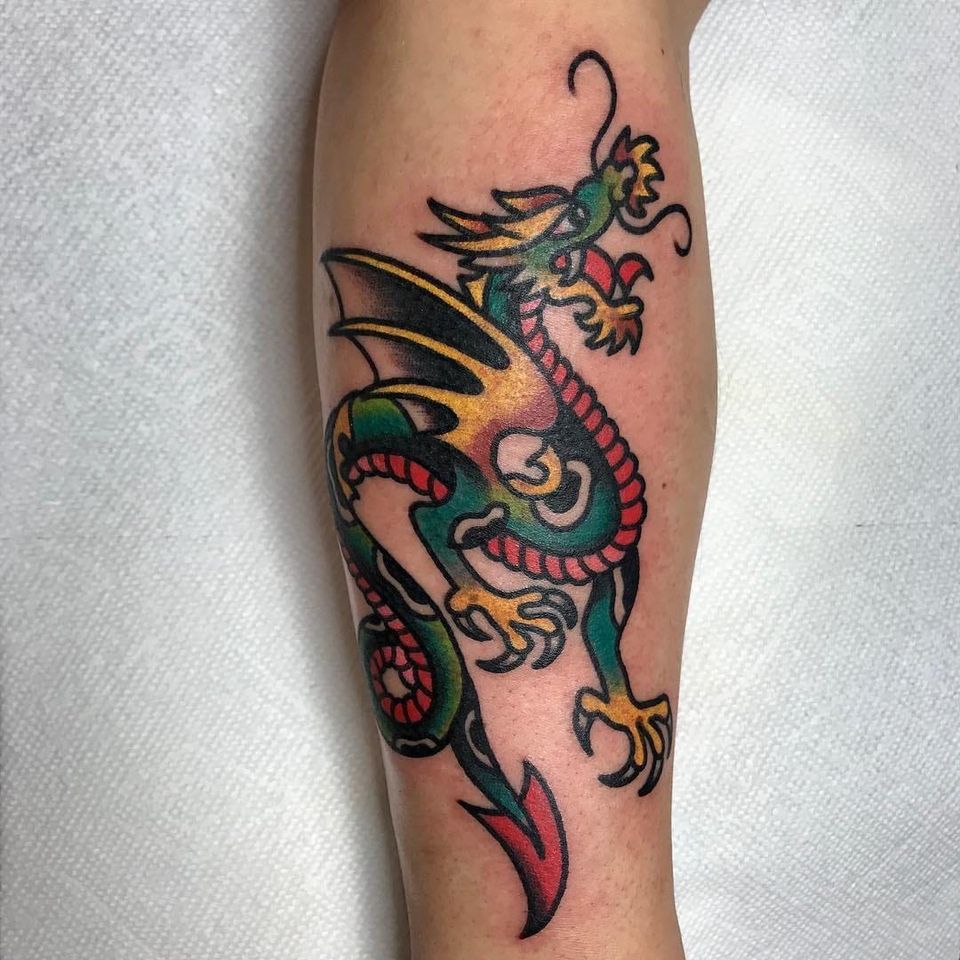 Tattoo by Chris Howell #ChrisHowell #dragontattoos #color #traditional #japanese #folklore #magical #mythicalcreature #animal #fairytale