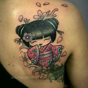 Added a #kokeshi #doll to a #koifish #tattoo #coverup i did a year ago :)Grazie Irene ❤❤❤ #kokeshitattoo #kokeshidoll #sakuratattoo #sakurablossom #cherryblossom #cherryblossoms #japanesetattoo #japanese #japan #colottattoo #girltattoo #cutetattoo #kawaii #koifish #koifishtattoo #kimono #geisha #geishatattoo #tatuaggio #tatuatoriitaliani #tatuatoriitalia #italiachetatua #bologna #castenaso #bolognatattoo #tattoobologna