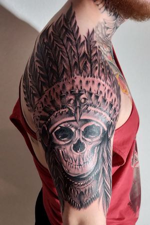 1 day 7 h#skull#totenkopf#federn#feathers#indiaer