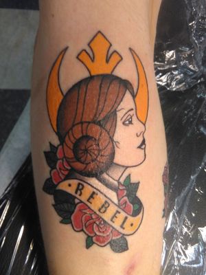 Traditional style Star Wars tattoo. 