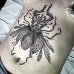 Tattoo by Nomi Chi #NomiChi #blackwork #illustrative #linework #dotwork #beetle #insect #darkart #wings #nature