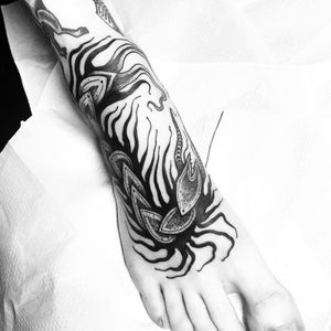 Tattoo by Nomi Chi #NomiChi #blackwork #illustrative #linework #dotwork #insect #centipede #strange #surreal #darkart