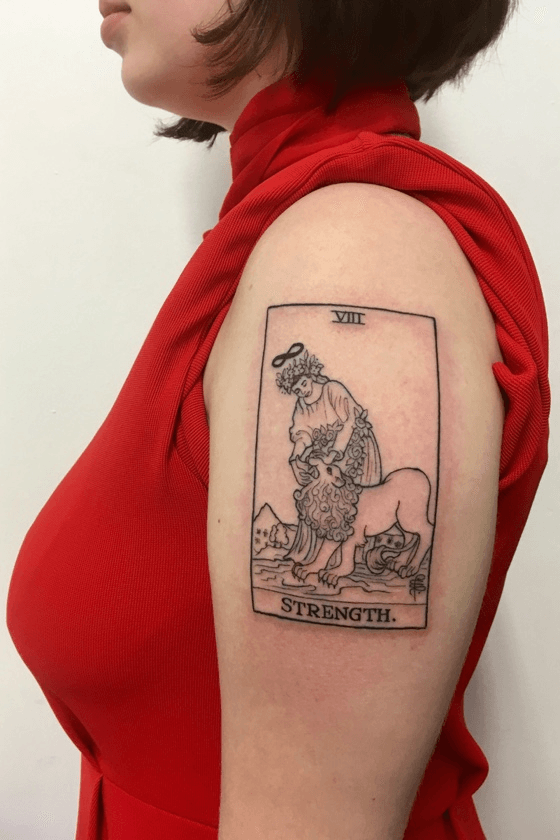 Dreamhands tattoo on Instagram Strength Tarot card done by Quentin Get  in touch at wwwdhtattooconzquentinen    tattoolife tattoolover  tattoo2me tattooing