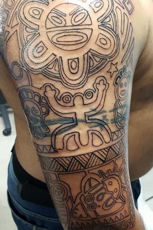 Tribal Taino tattoo in progress #CoverUpTattoos 