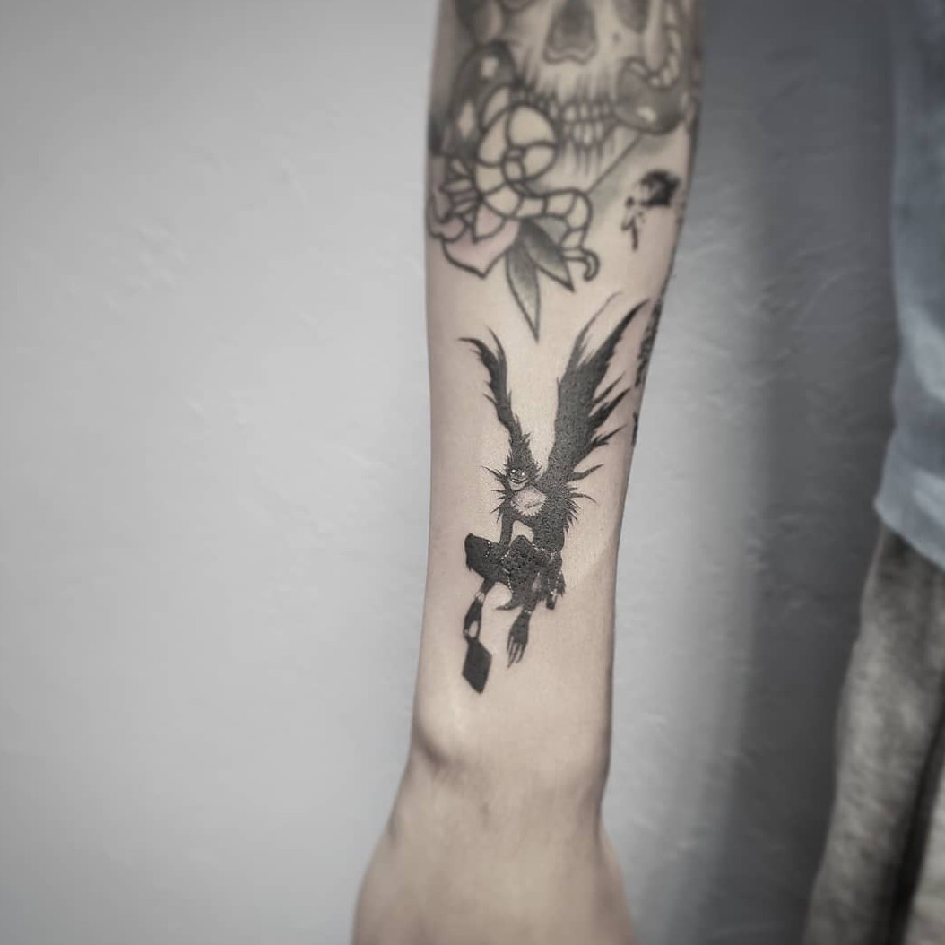 Tattoo uploaded by Lefty DavidVattoly  singleneedle fineline ryuk  deathnote IG leftytattooer  Tattoodo