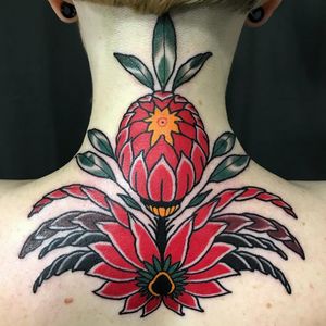 Tattoo by Evgenia Sin #EvgeniaSin #flowertattoos #color #folktraditional #neotraditional #flowers #floral #leaves #nature
