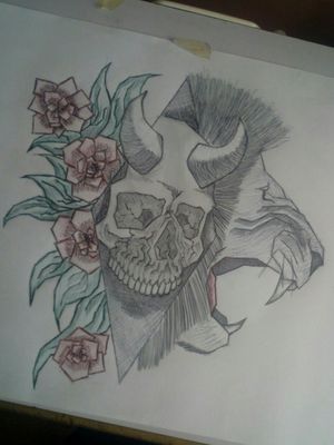 #skull #rosa #lion #tattoodesign 
