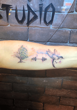 #watercolor #color #barbell #tree #bird #nofilter #strength #growth #faith