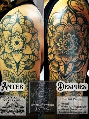 Remodelación de un tatuaje antiguo echo por otro artista