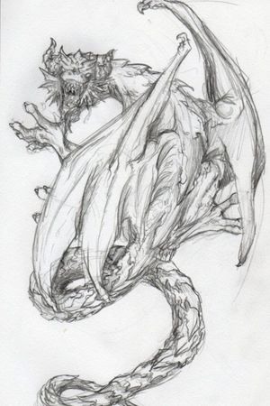 This is the general position I want the dragon to be in, the tail falling over my hip. Temper.