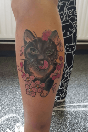 Cat coverup  #tattoo #colortattoo #inked #coverup 