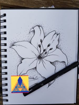 dot worked flower//ink pen.