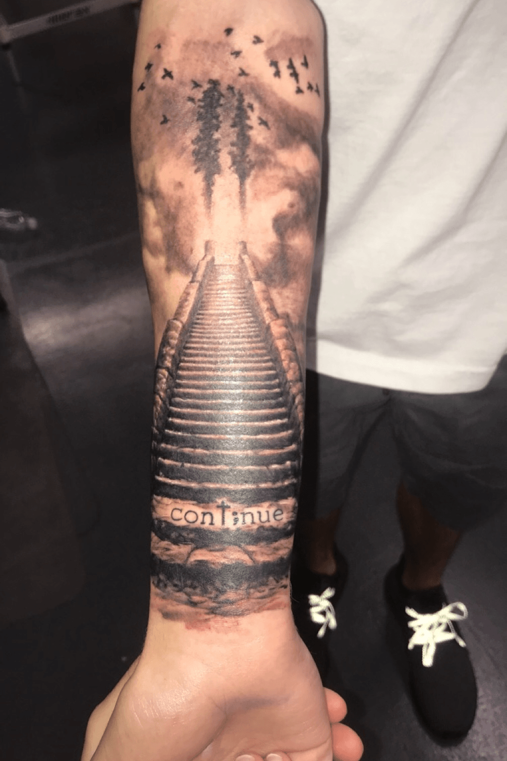 Pin by Philcan Bermejo on Arm Sleeve  Heaven tattoos Stairway to heaven  tattoo Stairs to heaven tattoo