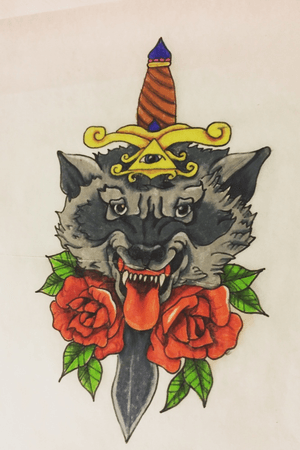 Neo traditional wolf head 