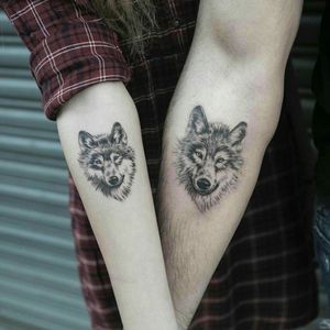 Two of a Kind 🐺❤ #wolfhead  #wolftattoo #lovetattoo #blackandgreytattoo Follow Me For More..