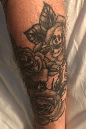 Trio of skull roses by El Duderino at Trademark Tattoo Durban 