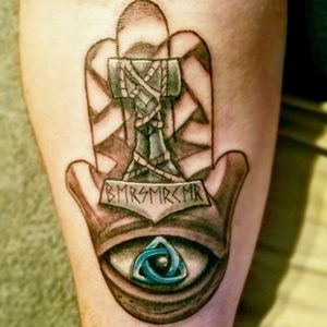 Hamsa, with Thor's hammer and the eye of OdinDone by Mike W