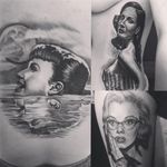 Bettie Page by Tim Childs at Southsea Tattoo Co. Dita Von Teese by Mauro Amaral (Portugal) and Marilyn Monroe by J. Horsman (previously Worthing) 
