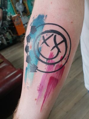Blink 182 tattoo on my inner forearm #blink182 #blink182tattoo #watercolour #colours #blinkink