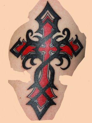 Cross tattoo with tribal 