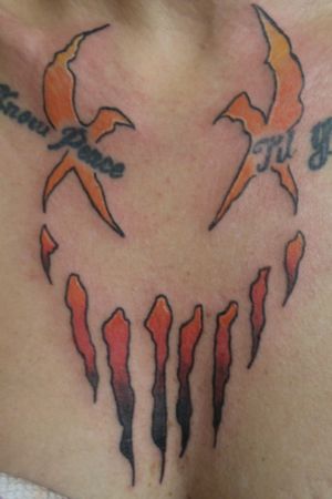 Mushroomhead logo on center chest and the words you don't know peace til you've had suffering under collar bones