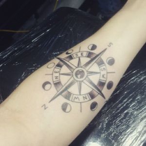 Tattoo uploaded by Thomas Grose • Compass & Moon Cycle- Designed by Me •  Tattoodo