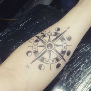 Tattoo uploaded by Thomas Grose • Compass & Moon Cycle- Designed by Me • Tattoodo Tattoo uploaded by Thomas Grose • Compass & Moon Cycle- Designed by Me • Tattoodo
