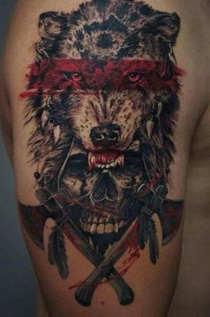 #wolfhead #indiantattoo #helmet #blood #fear 