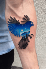 bird from Dublin 🖤 #birdtattoo #tattooart #colortattoo #landscapetattoo #forearmtattoo #bydgoszcztattoo #dublintattoo #warsawtattoo
