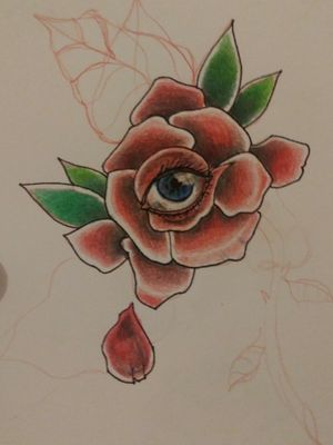 Eye rose colored pencil and sharpie fine tip