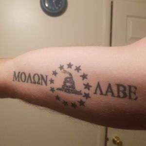 Molon Labe, 13 stars, dont tread on me snake