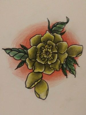 Yellow rose colored pencil and sharpie