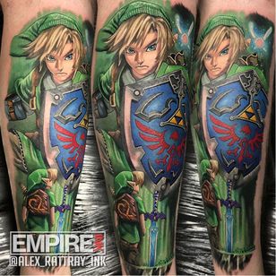 Zelda Tattoo por Alex Rattray #AlexRattray #realism #realistic #hyperrealism #portrait #popculture #Zelda #sword #fantasy #pansor #video games #TheLegendOfZelda