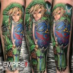 Zelda Tattoo by Alex Rattray #AlexRattray #realism #realistic #hyperrealism #portrait #popculture #Zelda #sword #fantasy #armor #videogame #TheLegendOfZelda