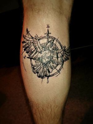 #bird #tattoodesign #design #blackwork #linework #compass #blackandgrey #modern #lining