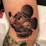 Tattoo by Matt Pardo #MattPardo #MickeyMousetattoo #MickeyMouse #Disney #mouse #animal #cartoon #surreal #strange #blackandgrey #illustrative #gimp #leather #bdsm #zipper #mask