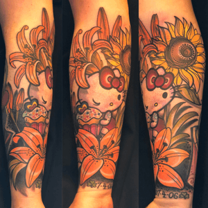5 hrs to complete #neotraditional #newschool #philly #philadelphia #color #BoldTattoos #hellokitty 