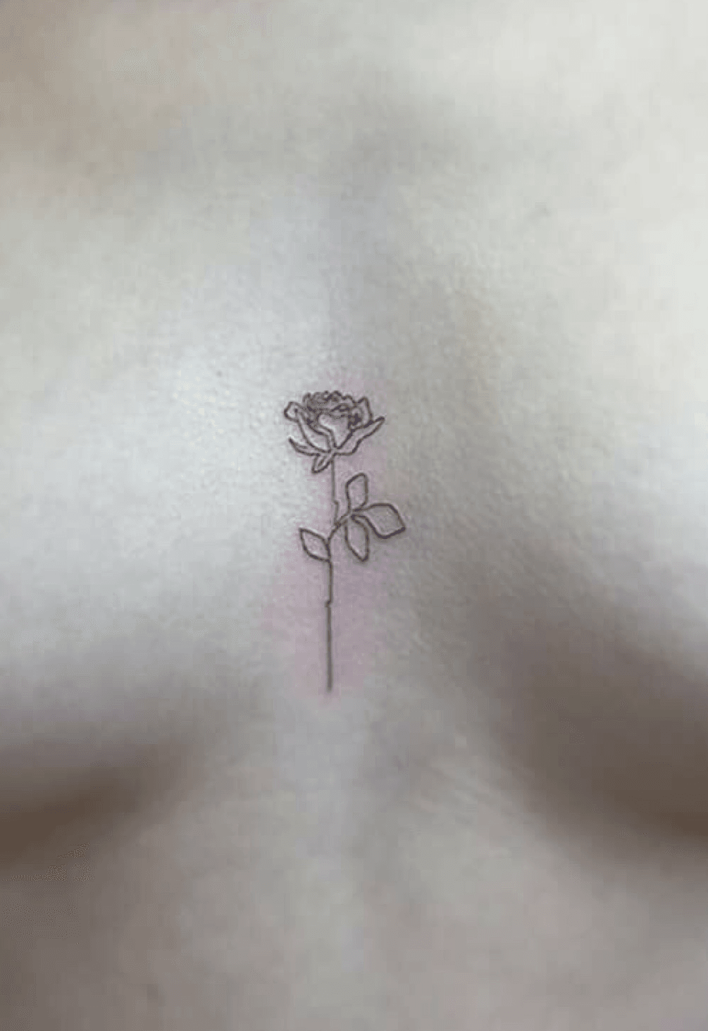 Single Line Rose Tattoo on Ankle