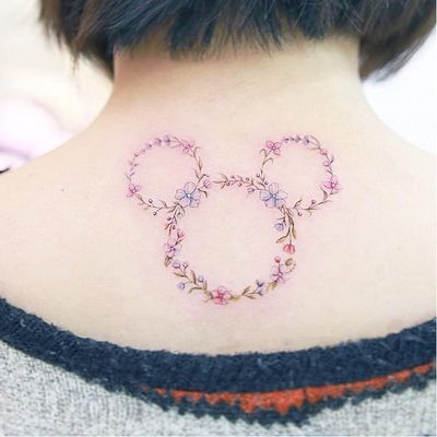 mickey and minnie mouse outline tattoos