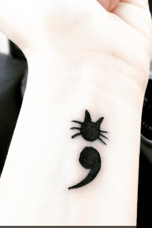 My first tattoo #firsttattoo #SemiColon #kitty #cat #wrist #wristtattoo 