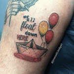 SS Georgie • #tattoo #tatuagem #it #itacoisa #pennywise #pennywisetheclown #pennywisetattoo #ssgeorgie #horror #terror #horrormovie #horrortattoo #horrormovietattoo #weallfloatdownhere #balloons #balloon #balloontattoo #boat #boattattoo #itmovie