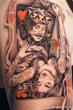 King and queen of hearts tattoo #kingandqueentattoo #dance #cardstattoo #playingcards 
